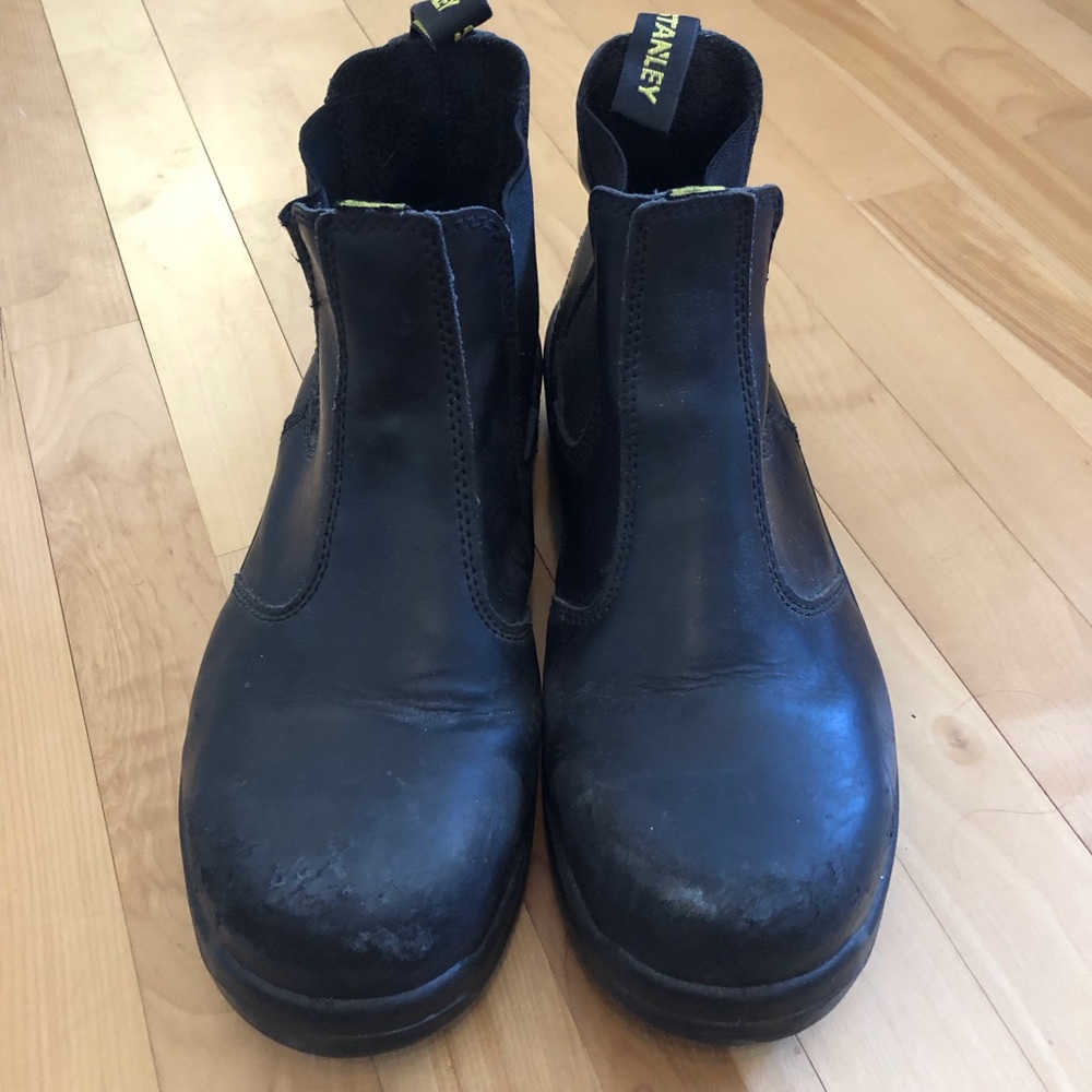 Stanley Steel Toe boots black leather with pull tabs work wear safety